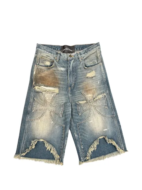 SEKRIT Chopper studded denim shorts