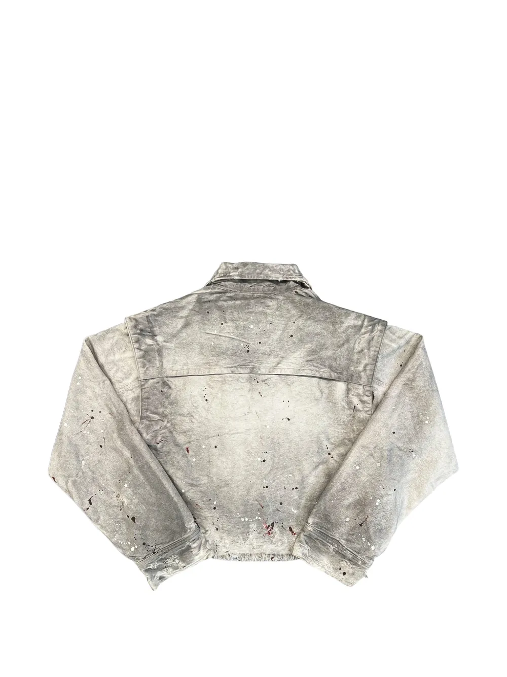 SEKRIT Chopper denim jack met verfspatten Grijs