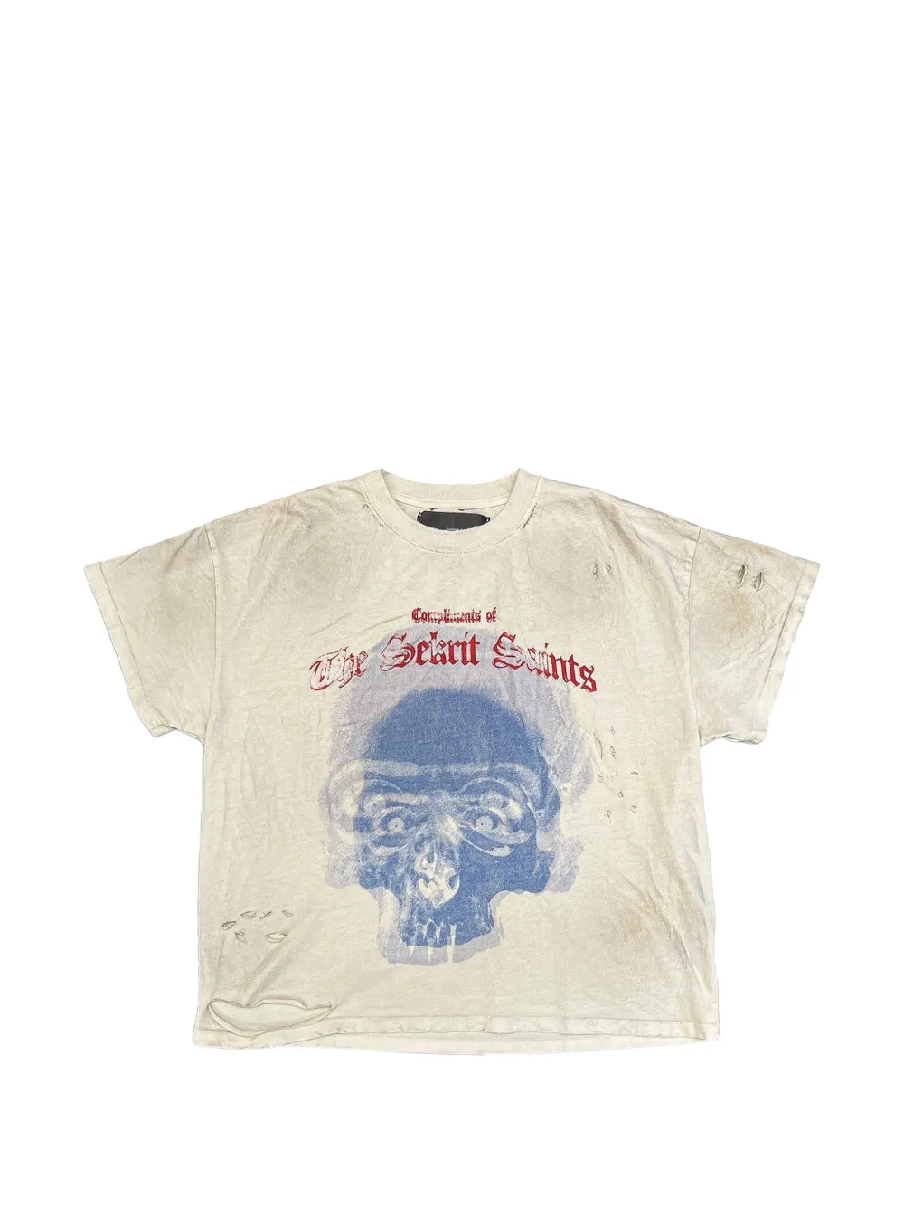 SEKRIT graphic-print distressed T-shirt