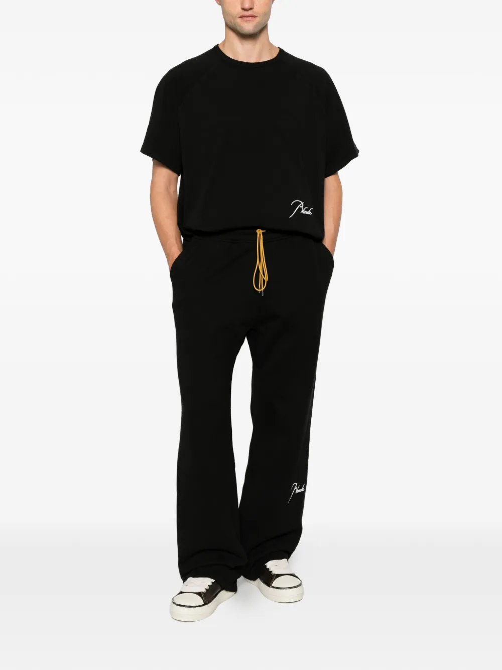RHUDE logo-embroidered drawstring track pants Zwart