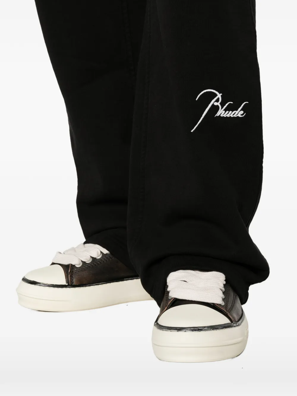 RHUDE logo-embroidered drawstring track pants Zwart