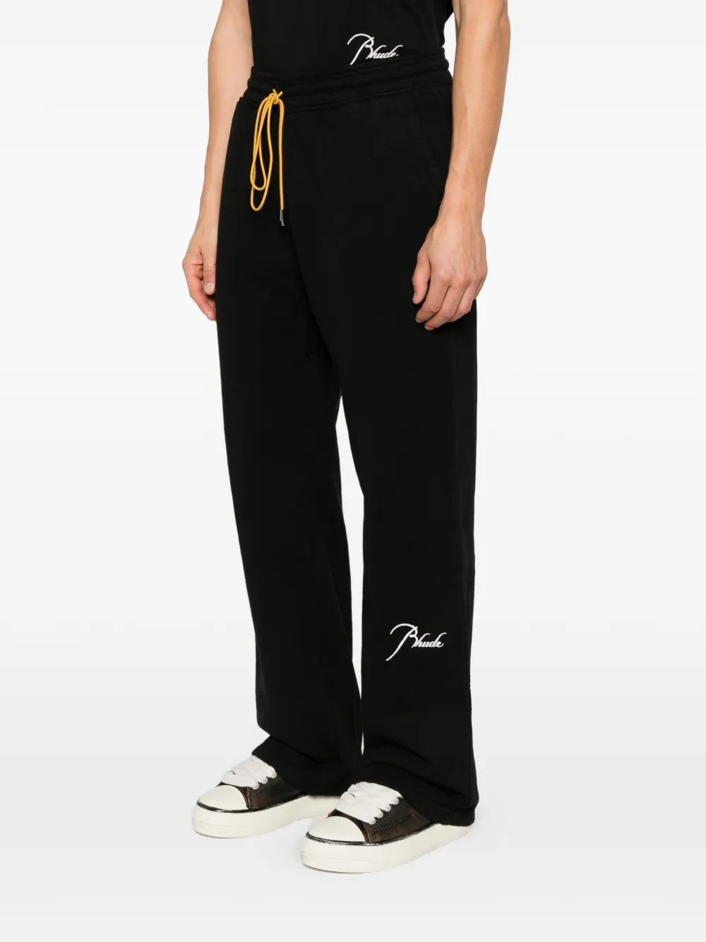 RHUDE logo-embroidered drawstring track pants Zwart