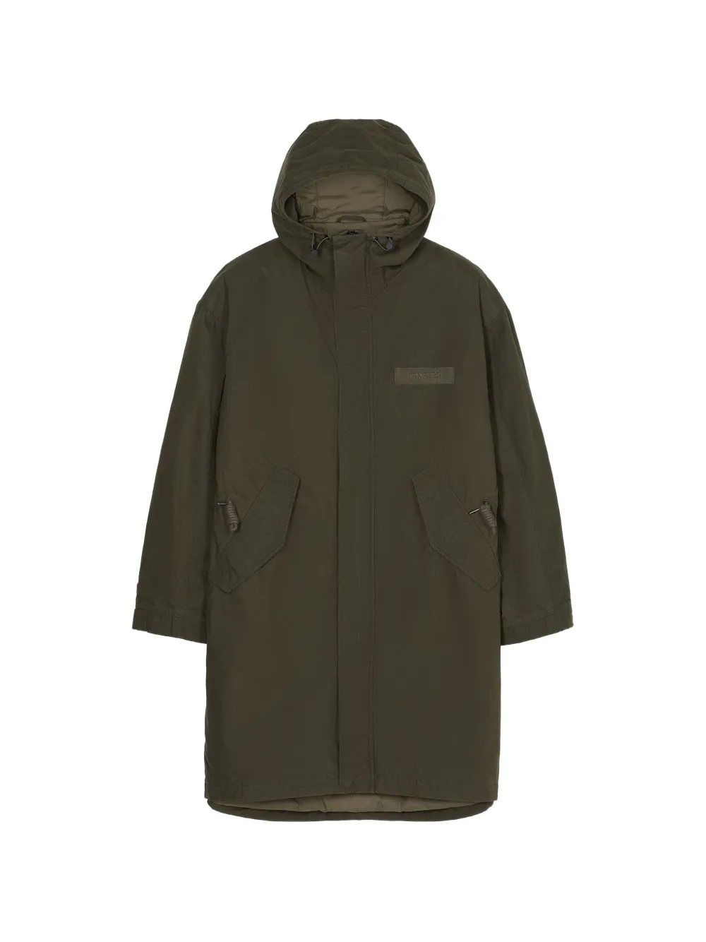 Closed hooded drawstring-waist coat - Grün