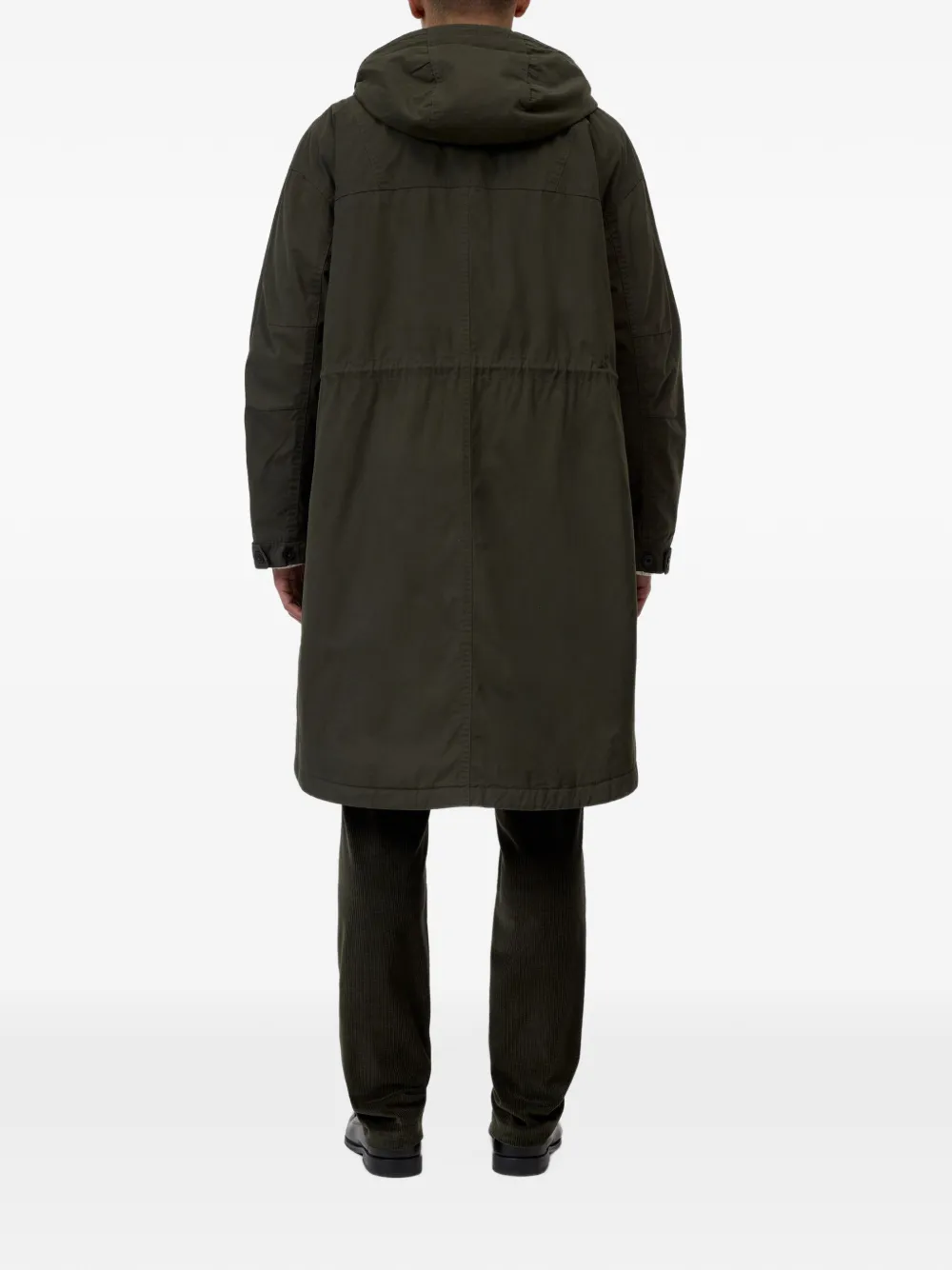 Closed hooded drawstring-waist coat Groen
