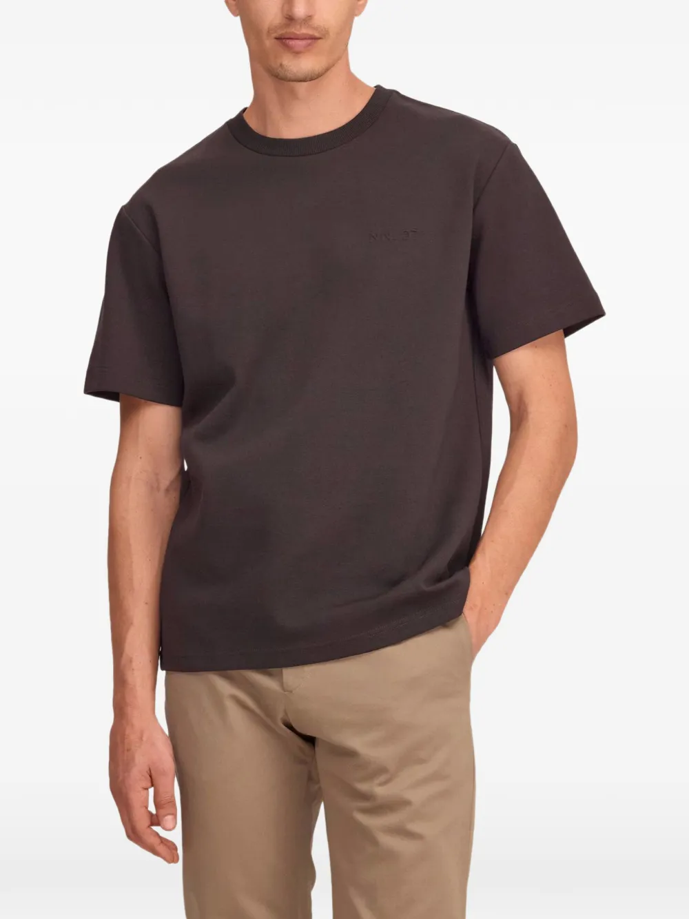 NN07 logo-embroidered T-shirt Bruin