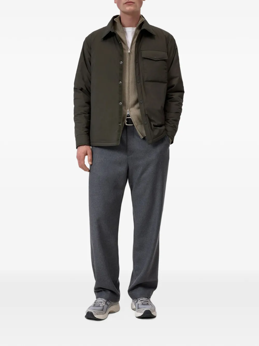 Closed chest-pocket padded jacket Groen