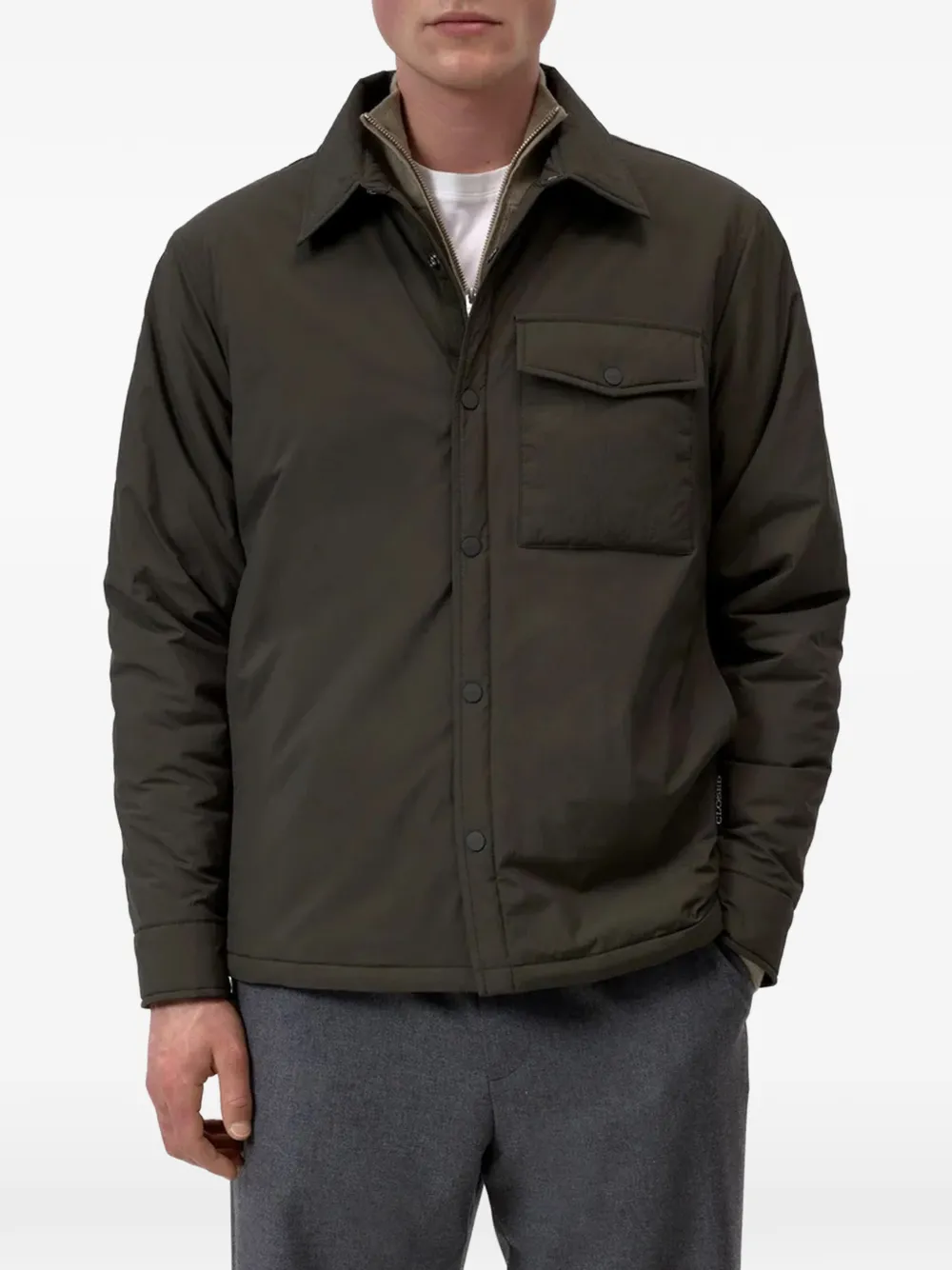 Closed chest-pocket padded jacket Groen