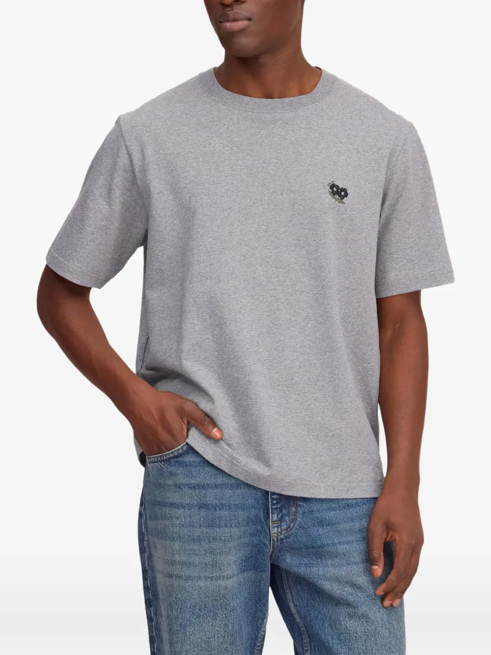 NN07 flower-embroidered T-shirt Grijs
