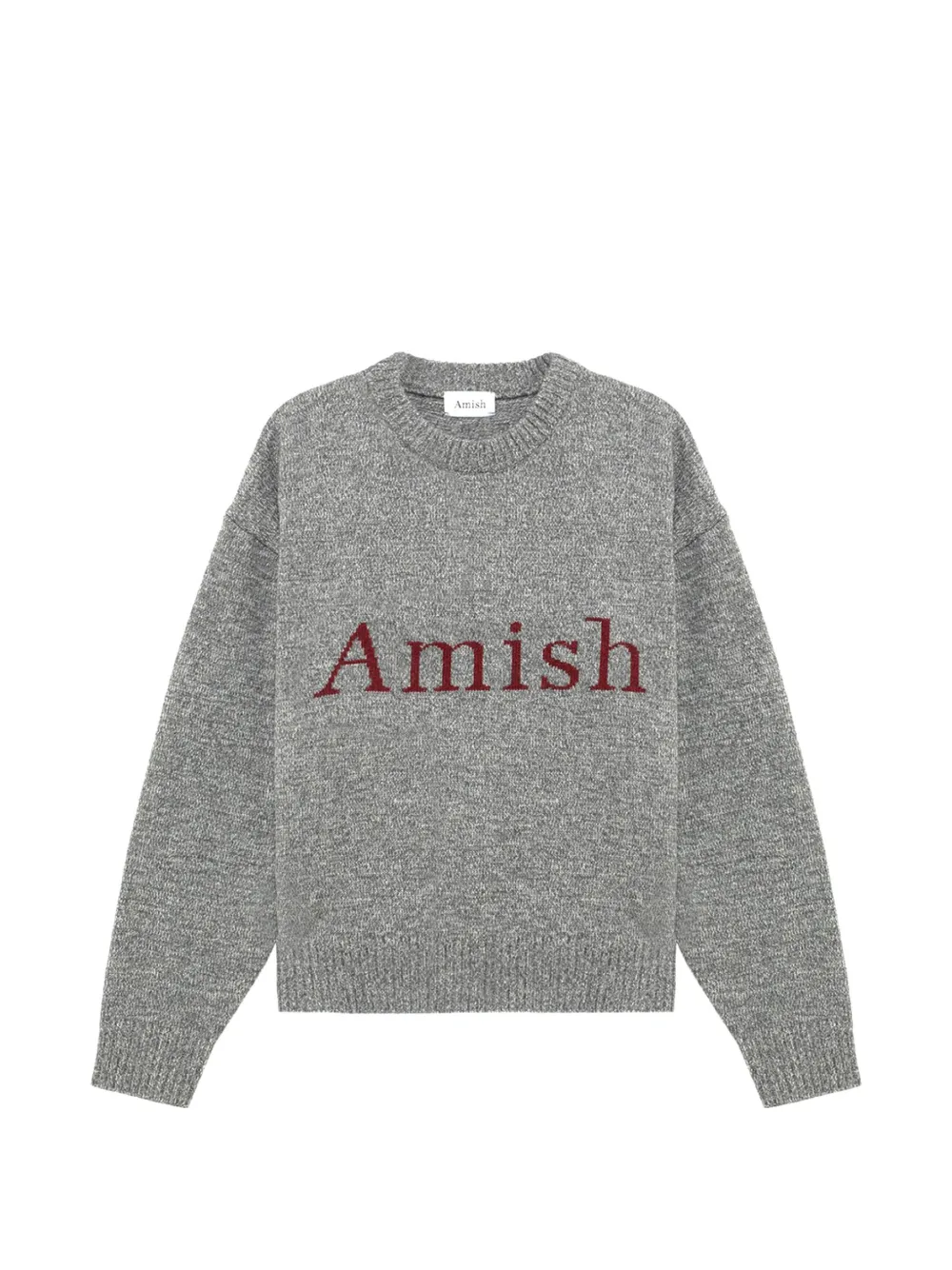 AMISH logo-intarsia drop-shoulder sweater - Gris