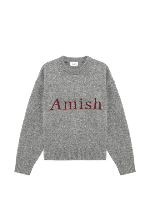 AMISH logo-intarsia drop-shoulder sweater