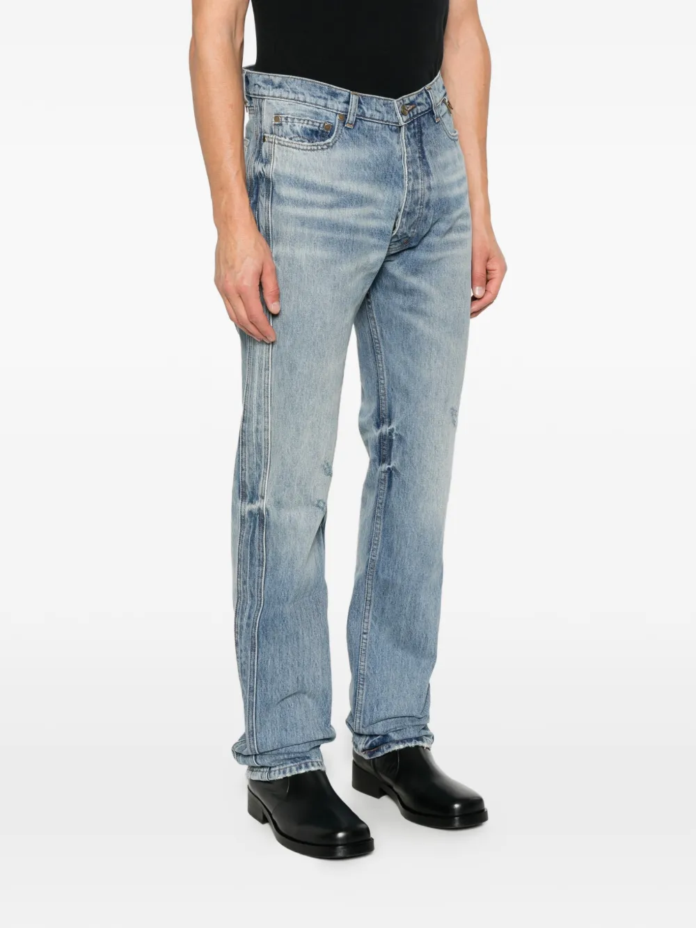 RHUDE side-stripe distressed jeans Blauw