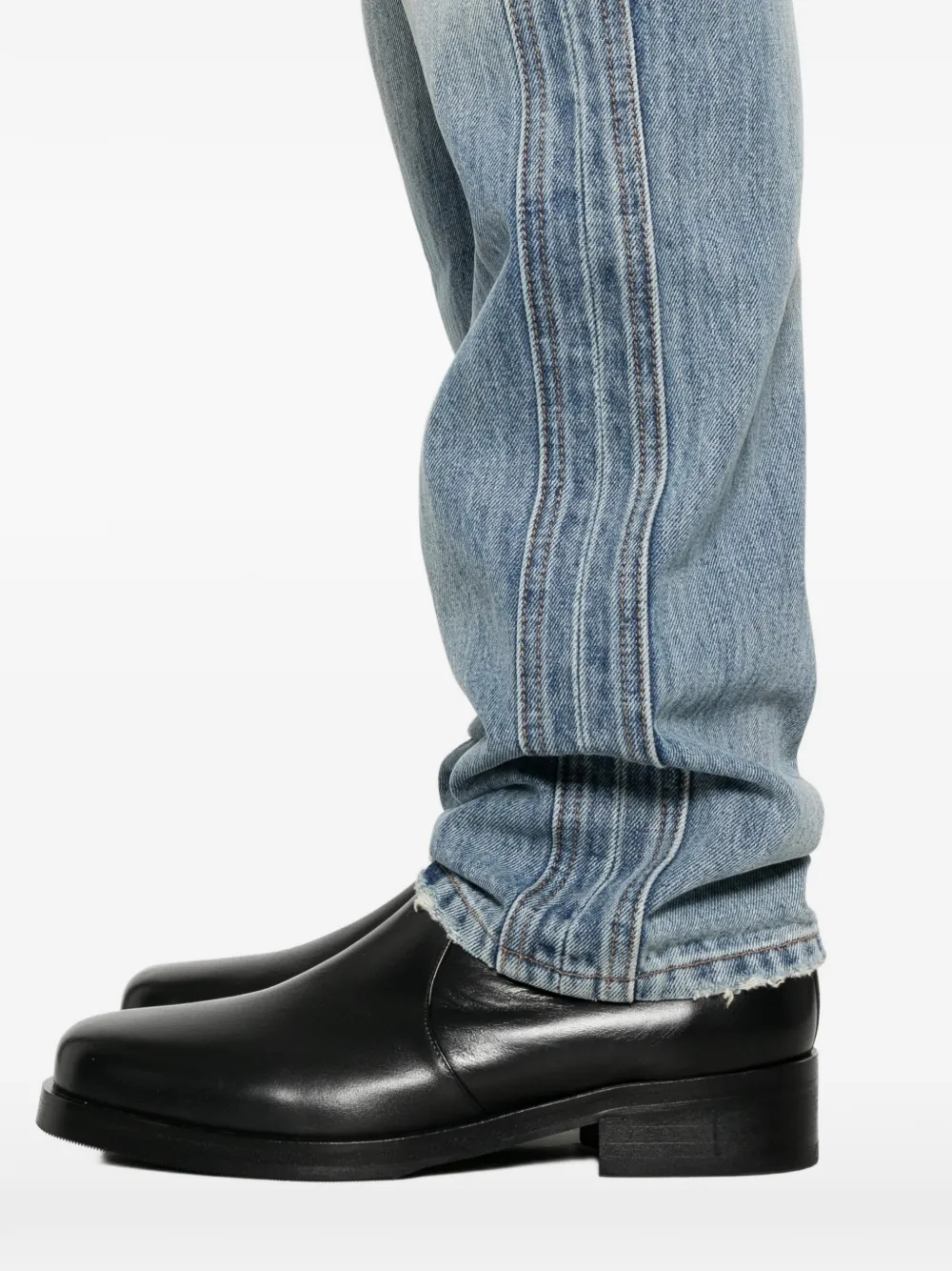 RHUDE side-stripe distressed jeans Blauw
