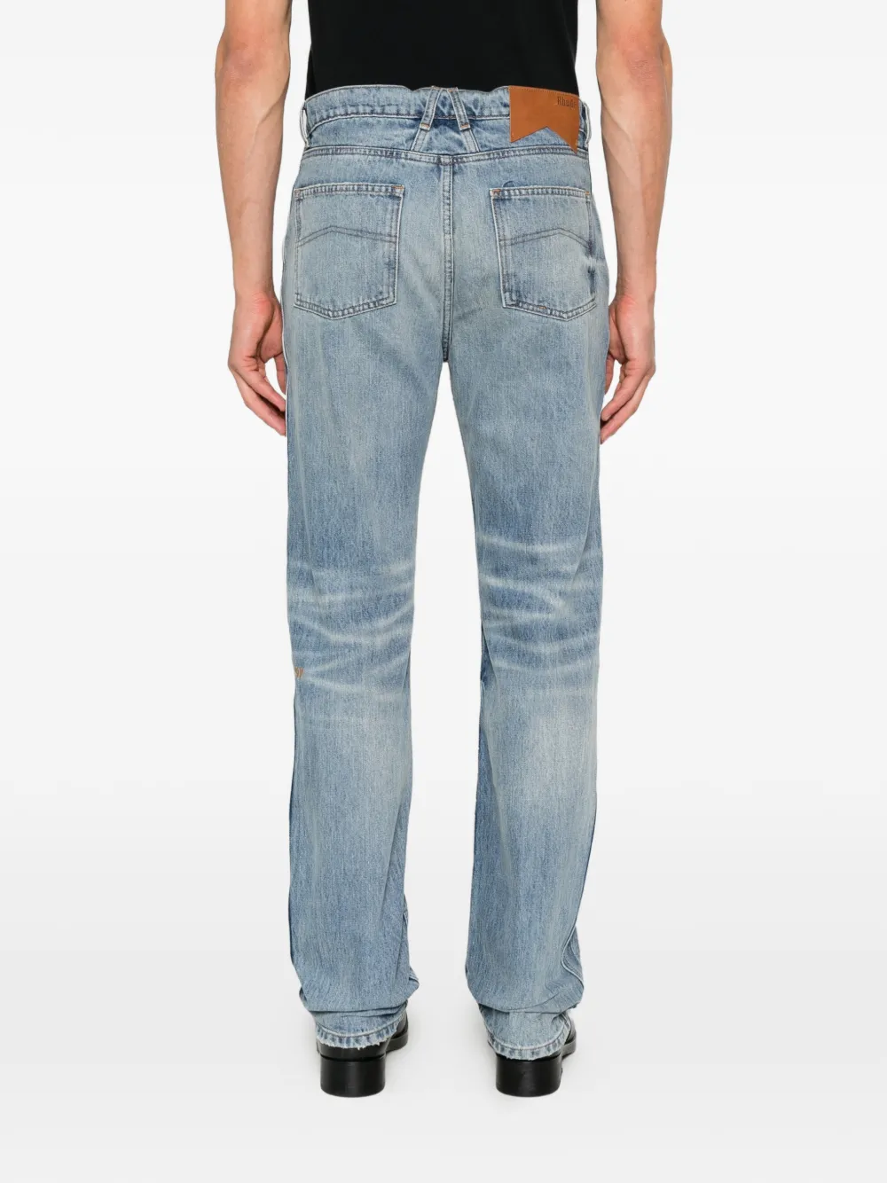 RHUDE side-stripe distressed jeans Blauw