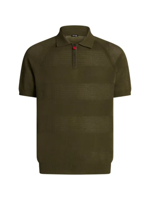 Kiton Poloshirt mit Lochstrick-Streifen und Reißverschluss