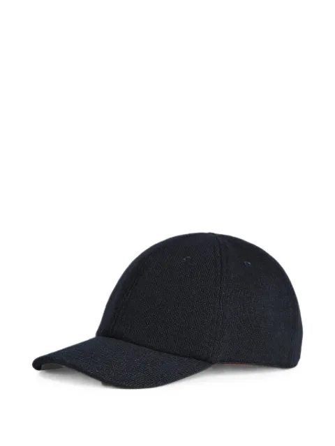 Kiton leather-trimmed cashmere-silk baseball cap