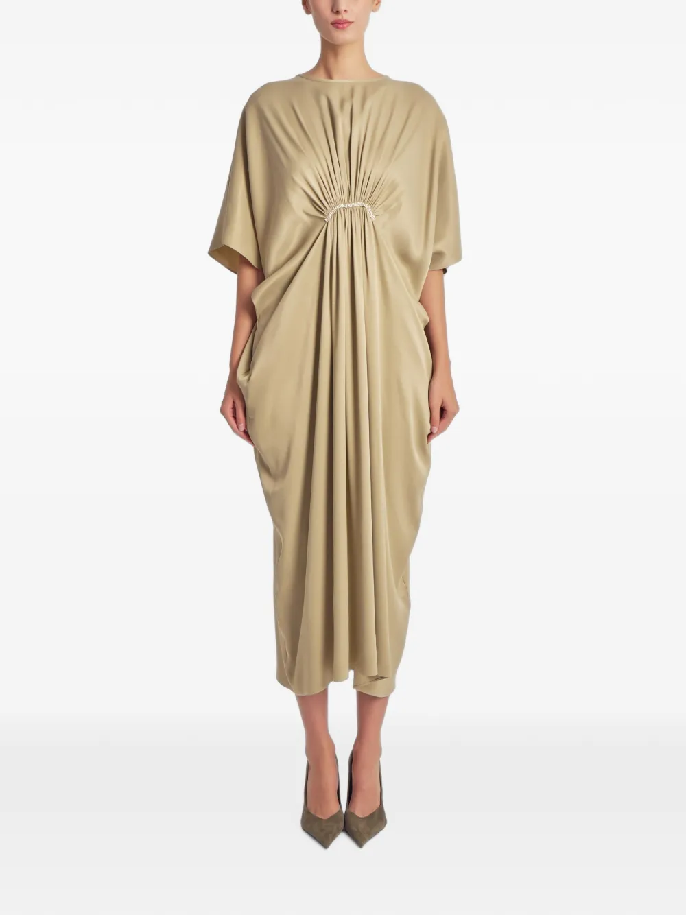 Irina Schrotter Aysha crystal-embellished draped maxi dress - Toni neutri