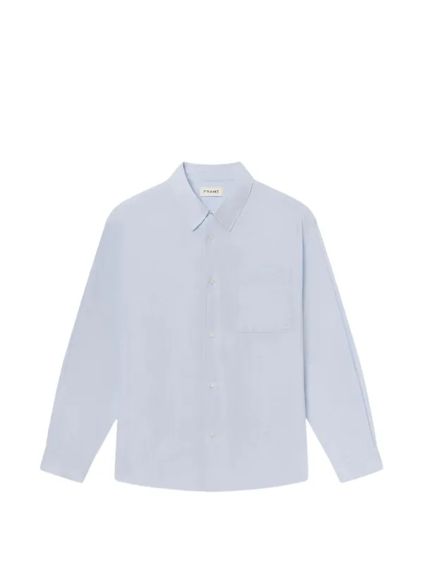 Frame Patch-pocket Long-sleeve Shirt in Blue