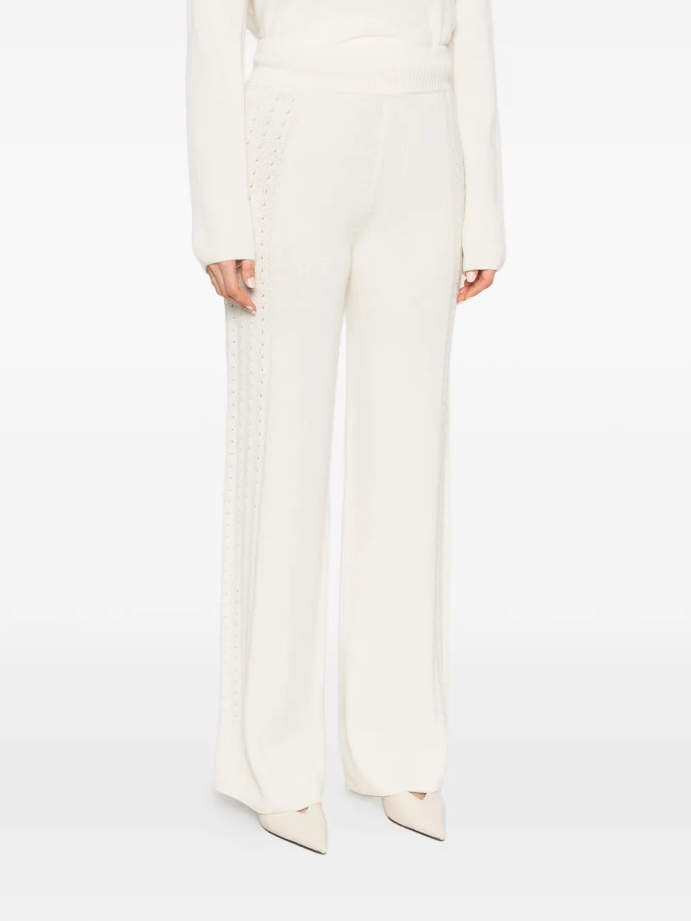 Ermanno Scervino pointelle-knit wide-leg trousers Beige
