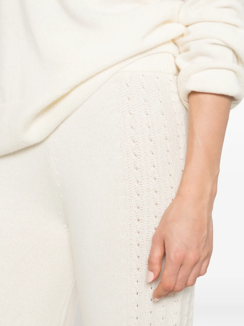 Ermanno Scervino pointelle-knit wide-leg trousers Beige