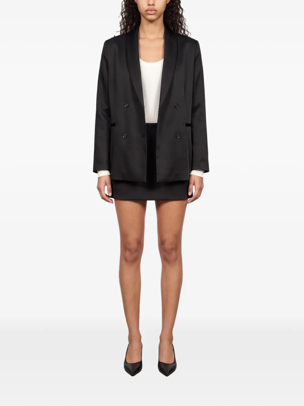 WARDROBE.NYC satin-finish mini skirt Zwart