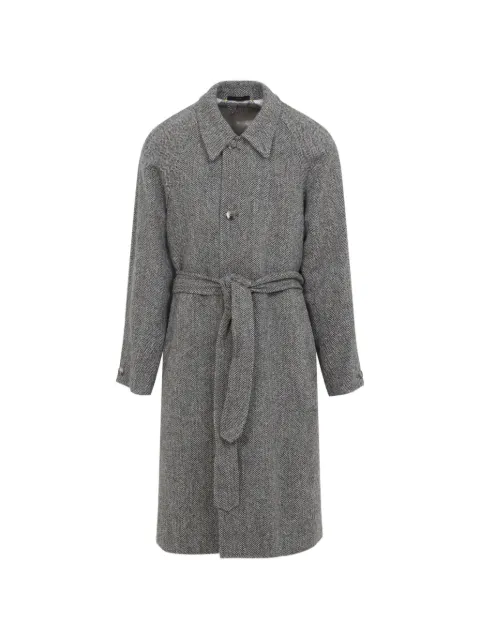 Paul Smith light brown Harris Tweed herringbone belted coat