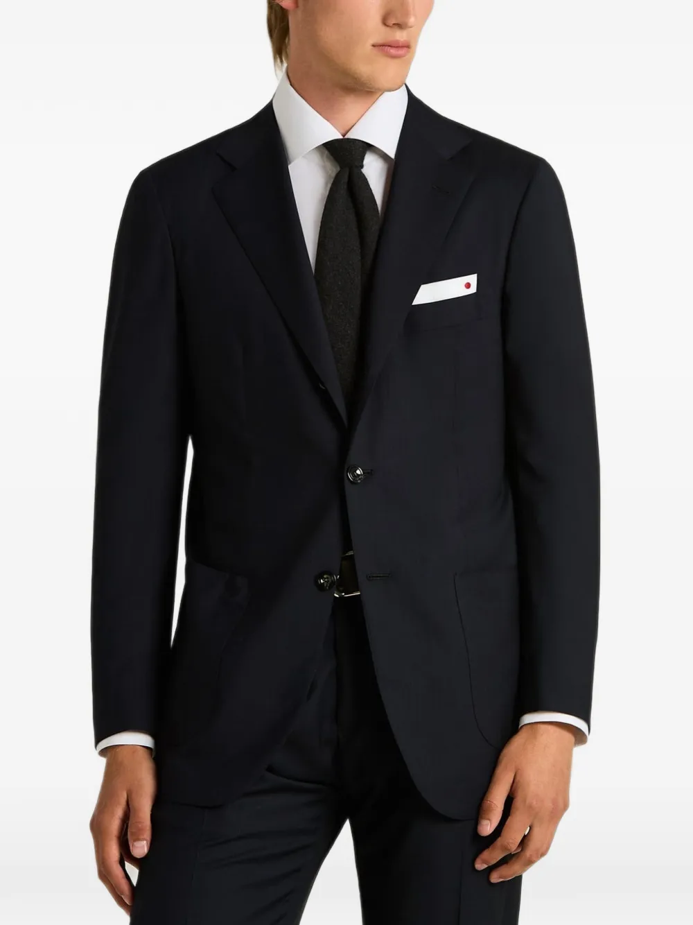 Kiton Gemêleerde handgebreide stropdas Grijs