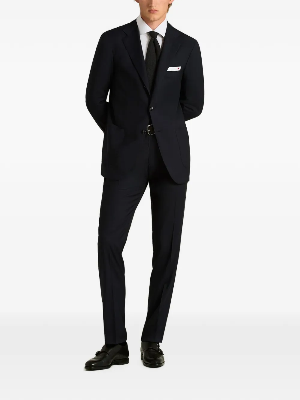 Kiton Gemêleerde handgebreide stropdas Grijs