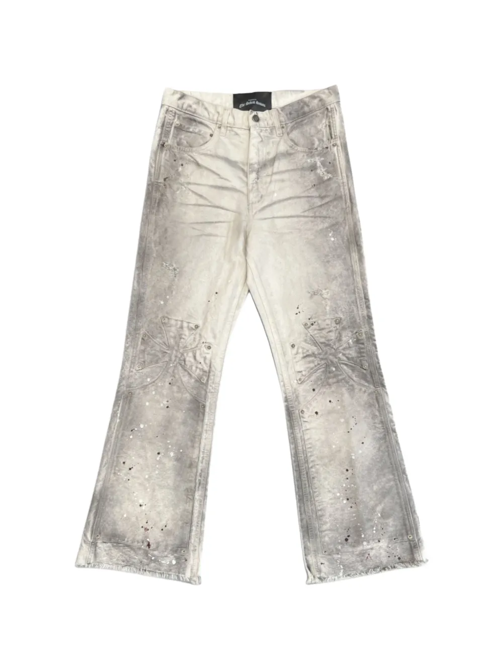 Sekrit Chopper Paint-splatter Jeans In Gray