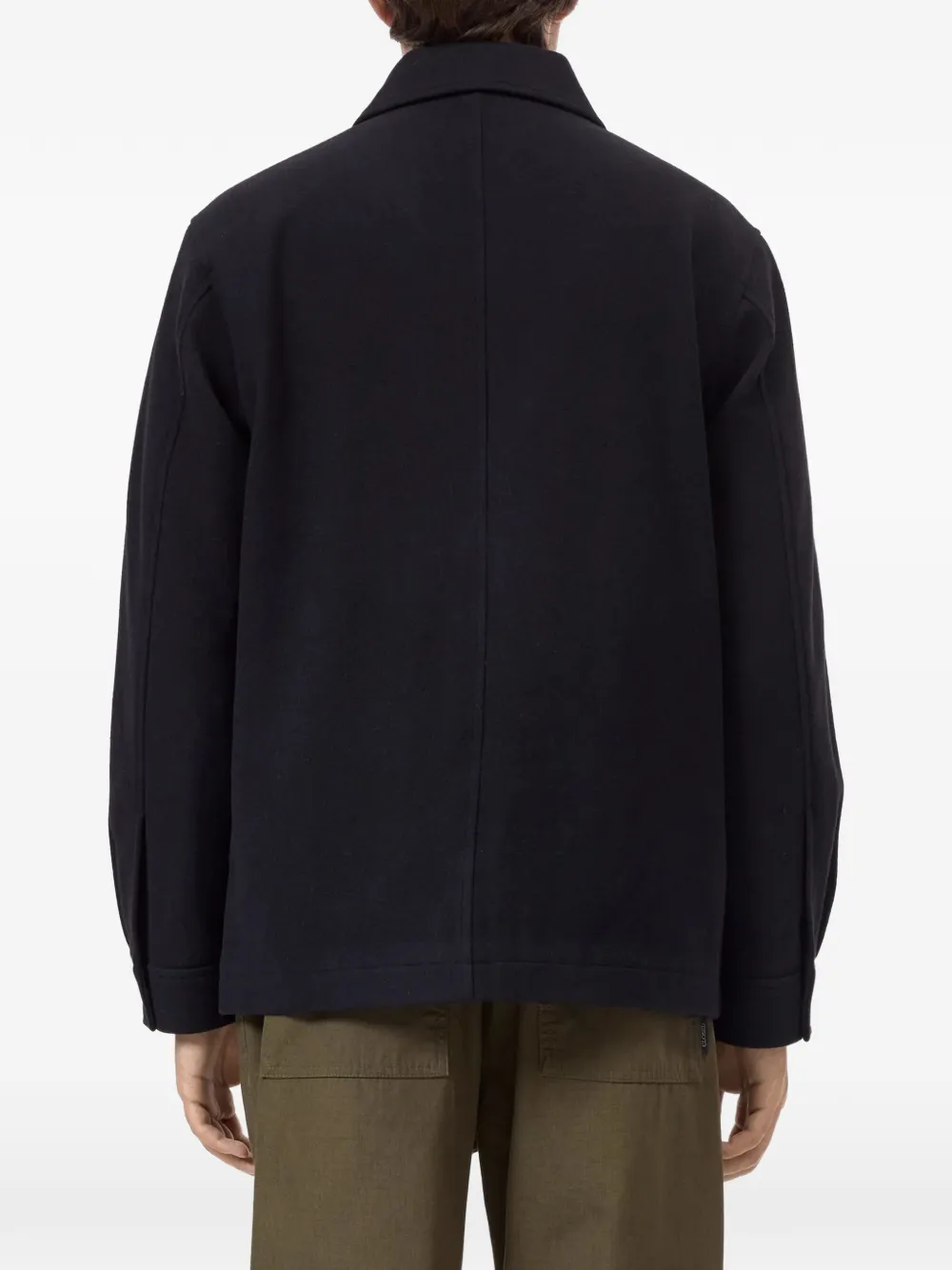 Closed flap-pocket wool shirt jacket Zwart