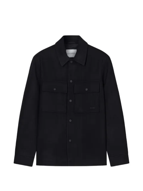 Closed flap-pocket wool shirt jacket