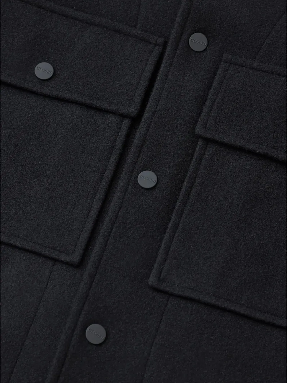 Closed flap-pocket wool shirt jacket Zwart