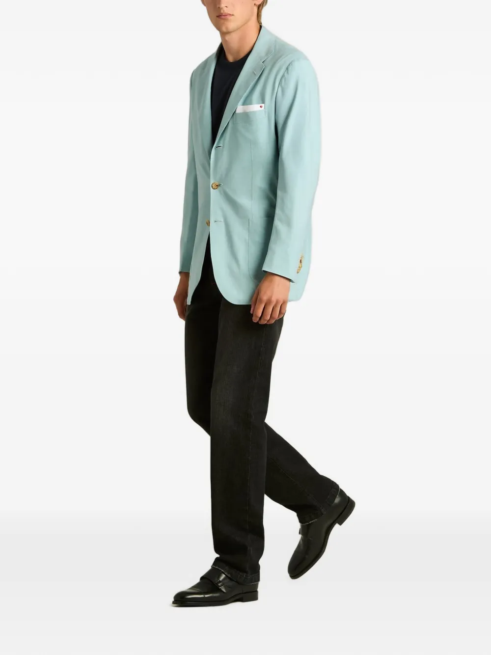 Kiton Blazer met enkele rij knopen Blauw