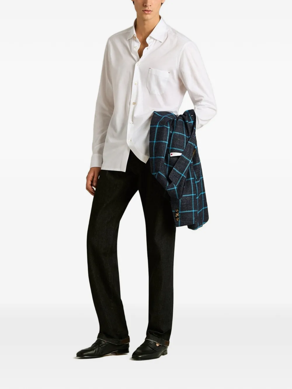 Kiton Nerano cotton shirt Wit