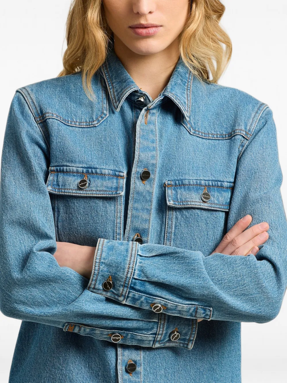 Kiton Denim jack Blauw