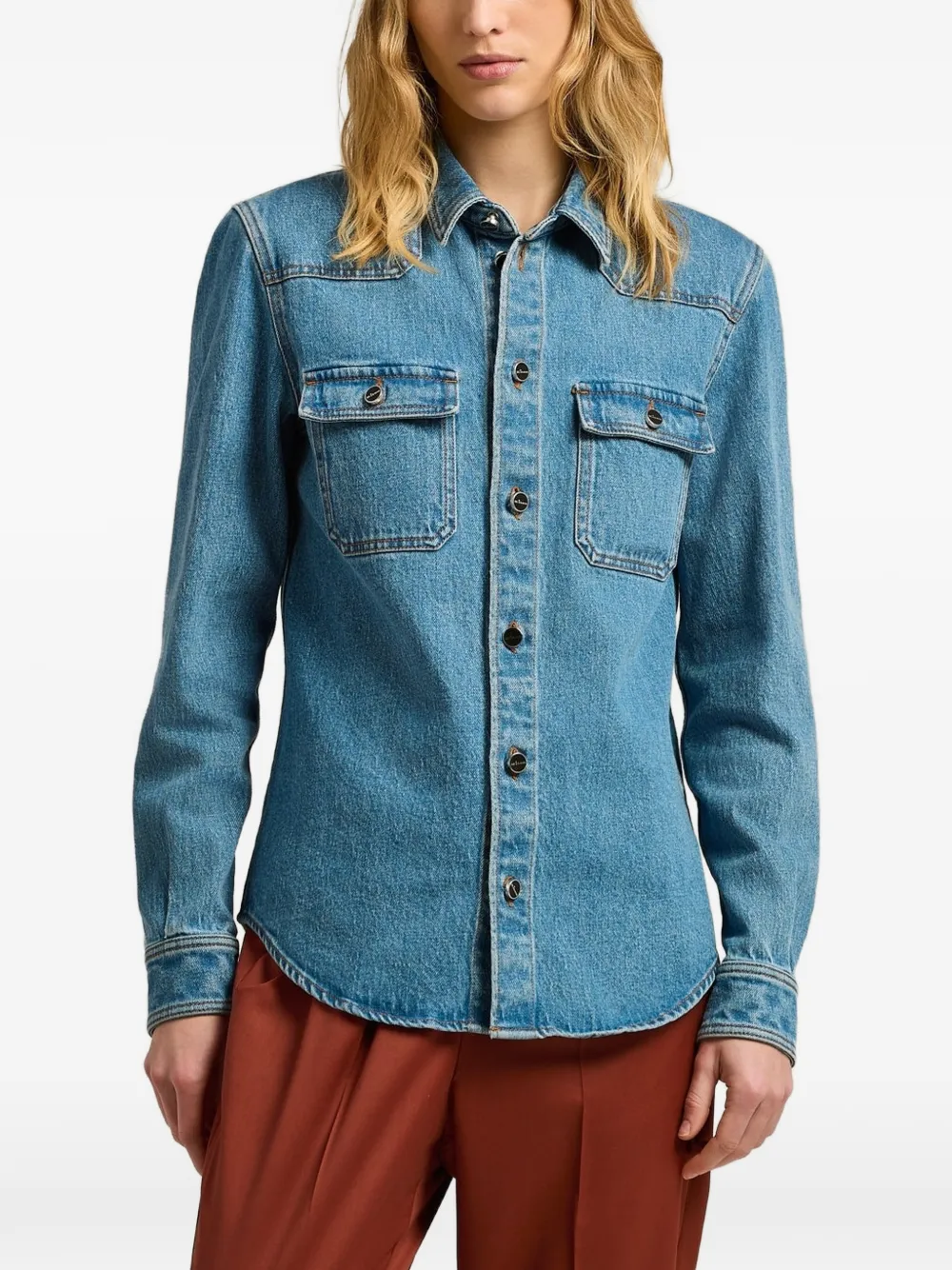 Kiton Denim jack Blauw
