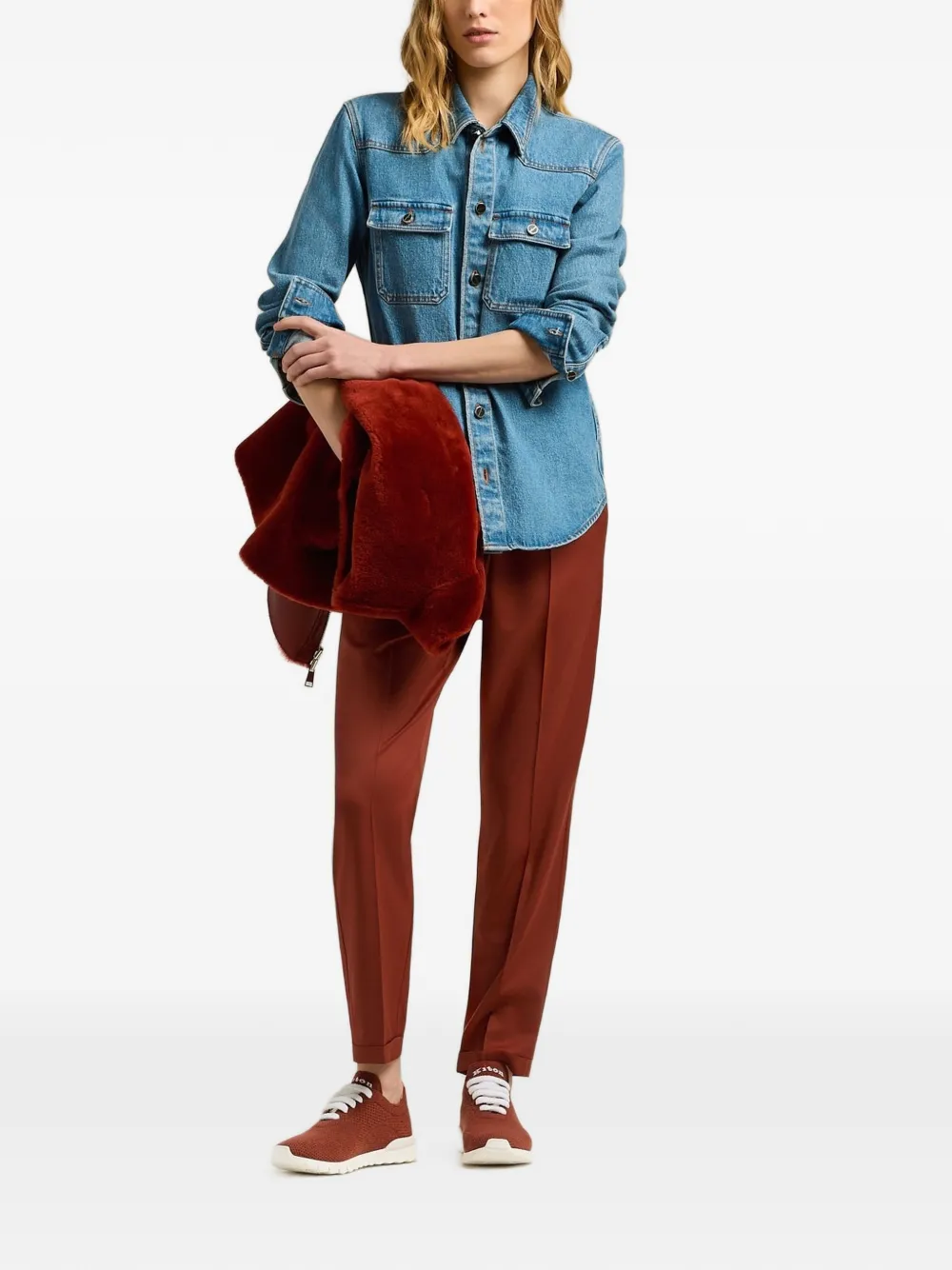 Kiton Denim jack Blauw