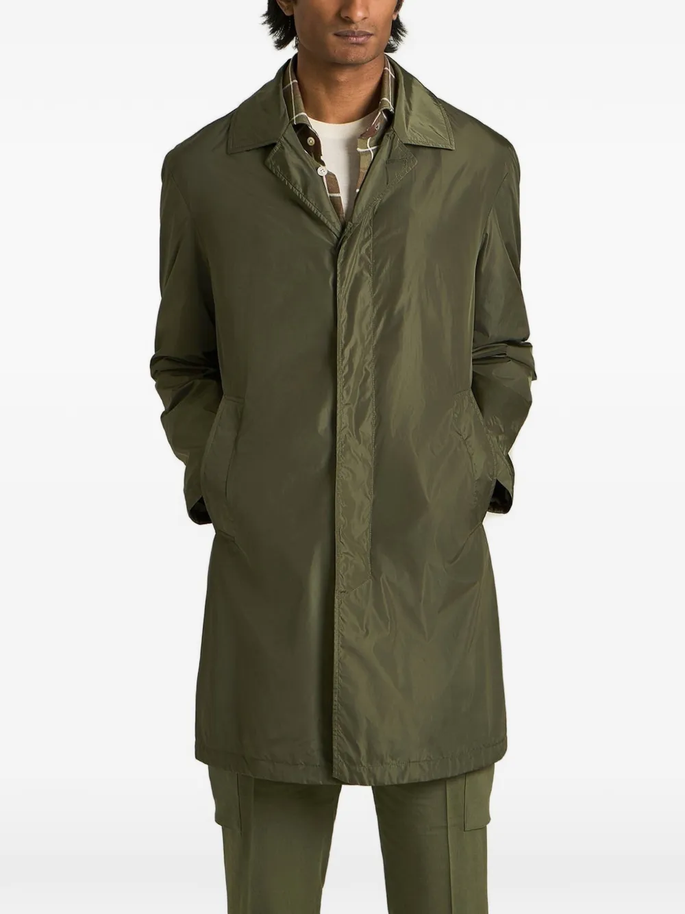 Kiton Trenchcoat met enkele rij knopen Groen