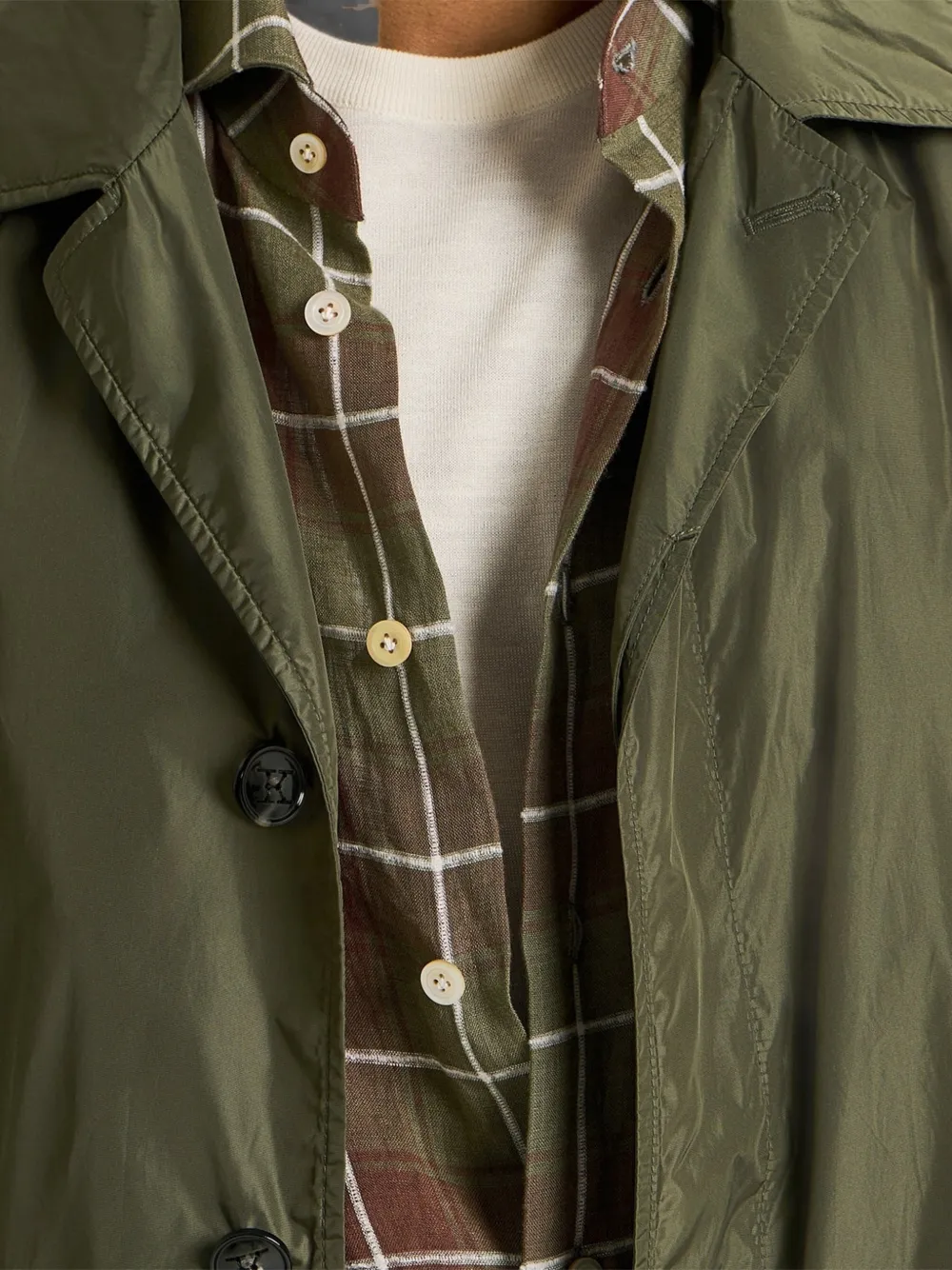 Kiton Trenchcoat met enkele rij knopen Groen