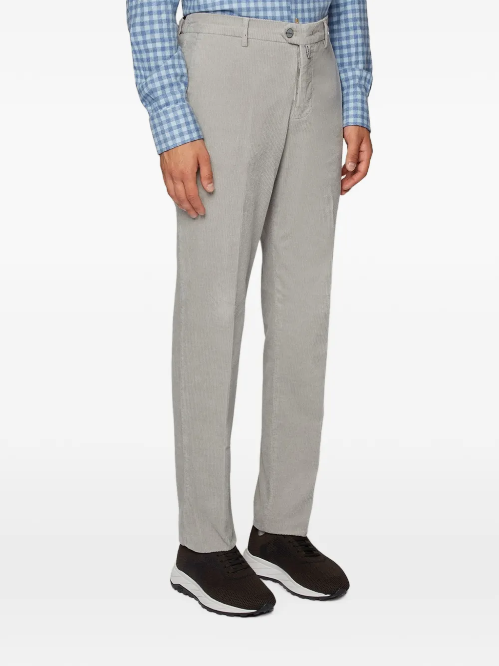 Kiton Pantalon met riemlussen en logo-patch Grijs