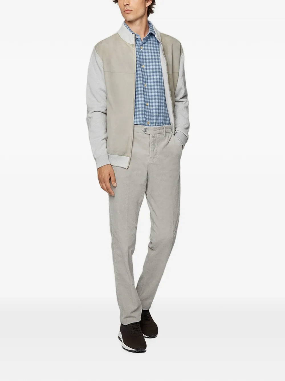 Kiton Pantalon met riemlussen en logo-patch Grijs
