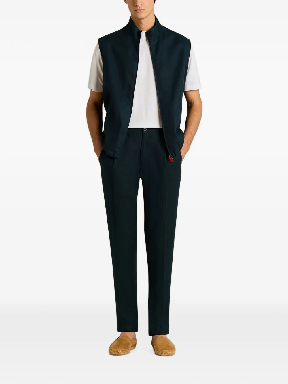 Kiton Ruimvallende linnen broek Blauw