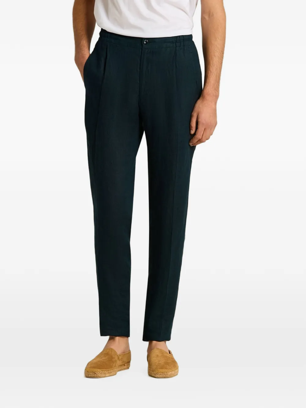Kiton Ruimvallende linnen broek Blauw
