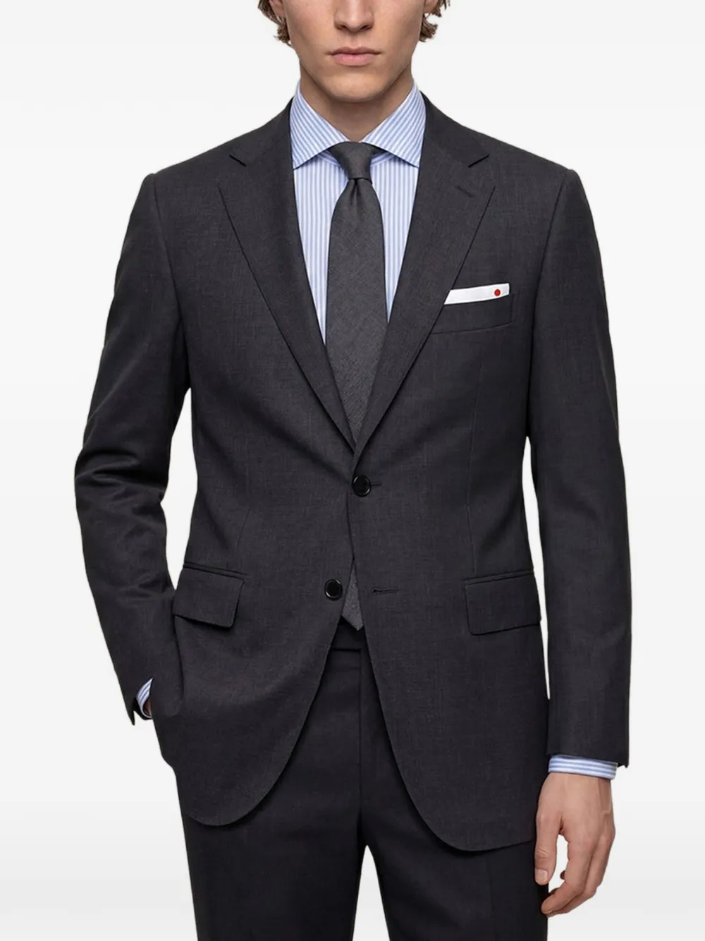 Kiton Wollen pak met enkele rij knopen Grijs