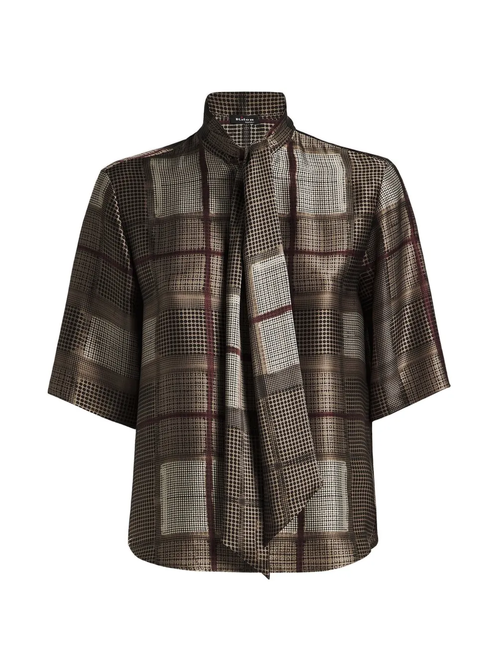 Kiton Zijden blouse Bruin