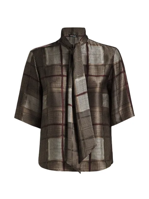 Kiton geometric-print silk blouse