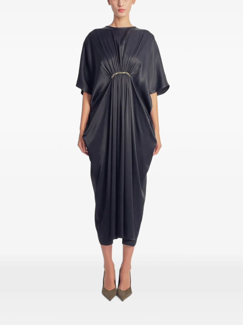 Irina Schrotter Aysha crystal-embellished pleated midi dress - Black