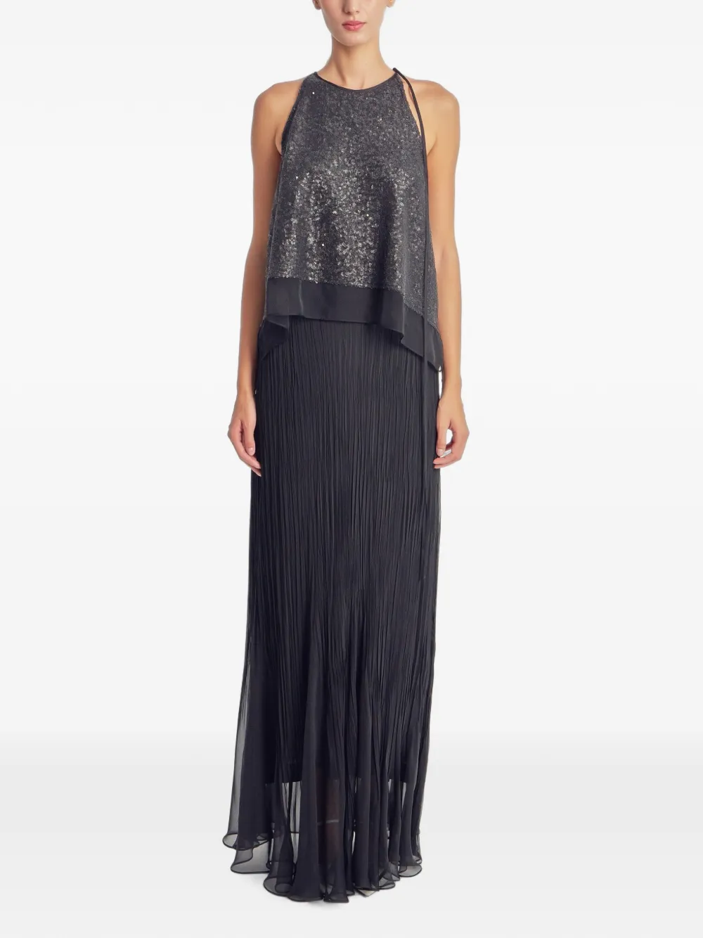Irina Schrotter Libra sequin-embellished pleated maxi dress - Schwarz