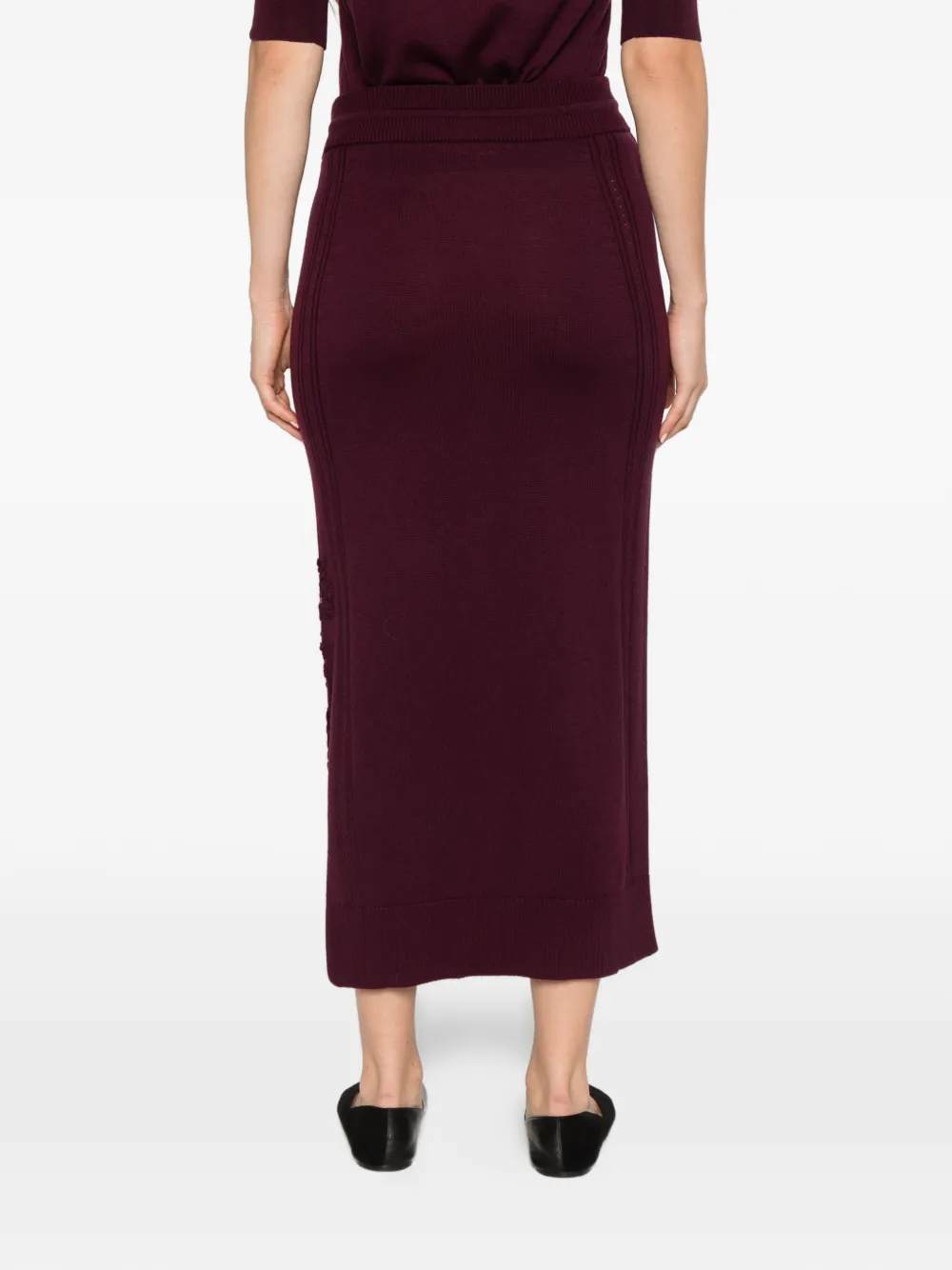 Ermanno Scervino lace-embellished drawstring midi skirt Paars
