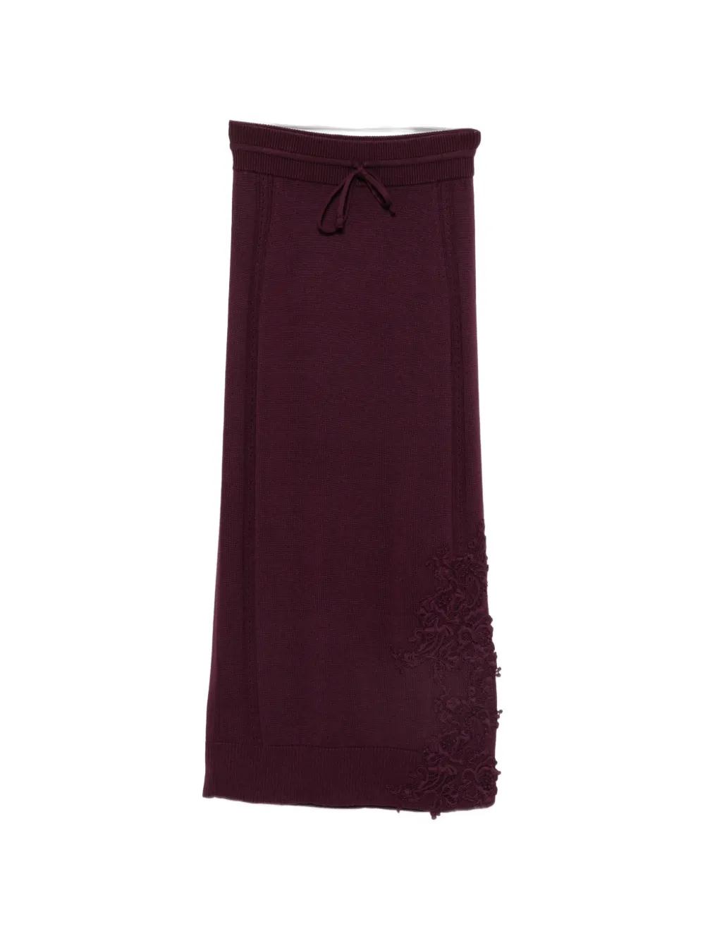 Ermanno Scervino lace-embellished drawstring midi skirt Paars