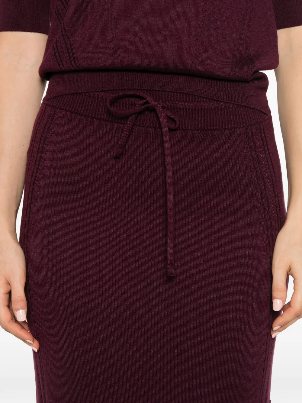 Ermanno Scervino lace-embellished drawstring midi skirt Paars